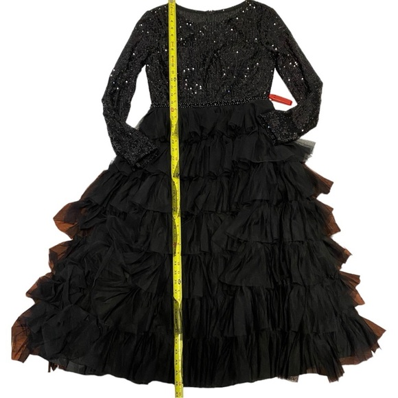 Mac Duggal long sleeve teired ruffle midi dress - Picture 14 of 15